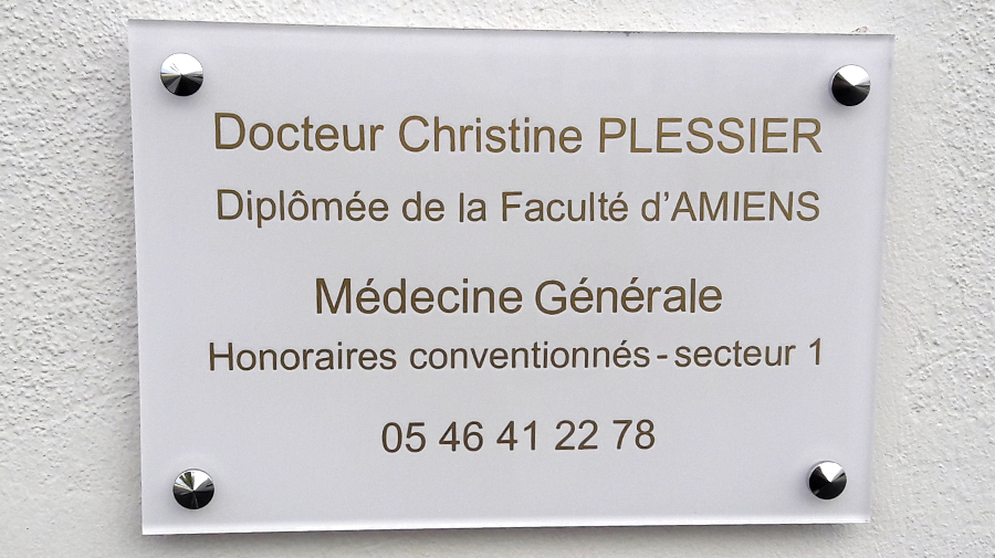 plaque professionnelle Dr Plessier la rochelle