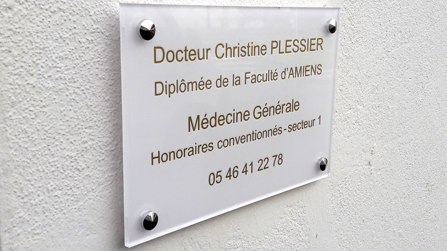 plaque professionnelle Dr Plessier la rochelle